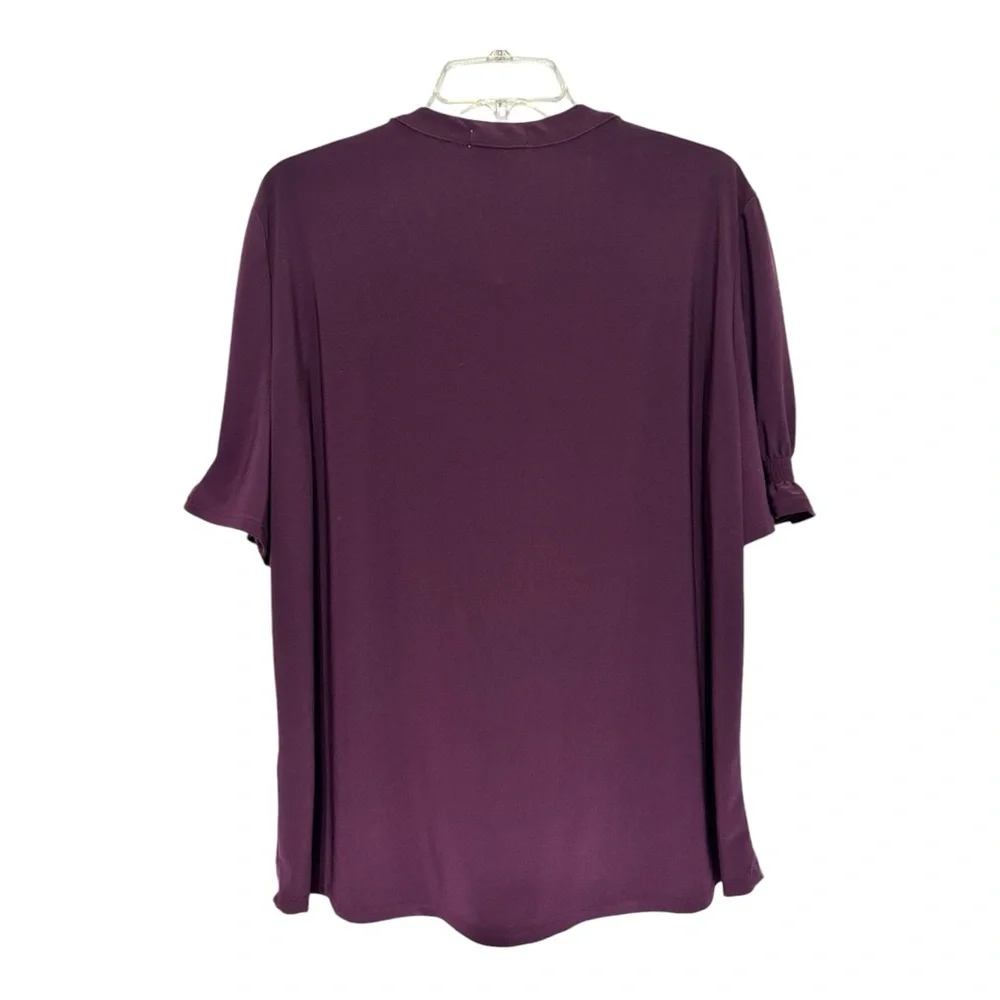 joie de vivre Eggplant Short Sleeve Blouse 2X - Picture 6 of 6